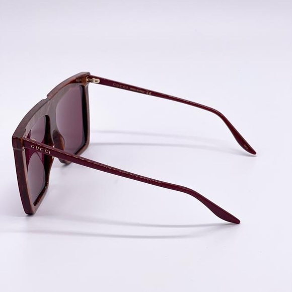 New - Gucci Burgundy New Gg0733s 003 Shield Sunglasses - Picture 6 of 13